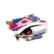 Load image into Gallery viewer, Floral pouch with various items on a white background