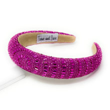 Load image into Gallery viewer, Bright fuchsia embellished headband with sparkling rhinestones and intricate baroque-inspired beadwork.