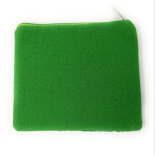 Load image into Gallery viewer, Animal-themed beaded zip pouch with giraffe design on a bright green sequin background.