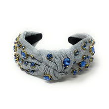 Load image into Gallery viewer, Stylish headband featuring intricate blue gem embellishments.
