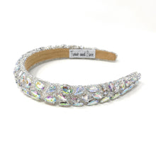 Load image into Gallery viewer, Decorative bridal-style headband covered in shimmering teardrop and oval crystals