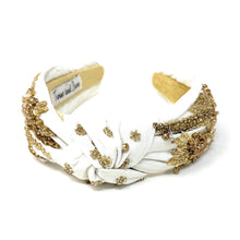 Load image into Gallery viewer, Floral embellished headband with intricate beadwork.