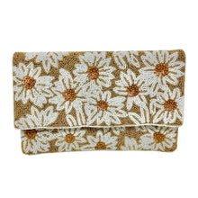Load image into Gallery viewer, Floral beaded clutch bag on a white background