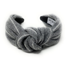 Load image into Gallery viewer, gray Headband, holiday Knotted Headband, gray plaid Knotted Headband, gray Plaid Hair Accessories, Plaid Headband, Best Seller, headbands for women, best selling items, knotted headband, hairbands for women, gray plaid gifts, Plaid knot Headband, winter hair accessories, winter plaid headband, Plaid uniform headband, Statement headband, school uniform, school uniform knot headband, custom Knotted headband, plaid headband, Winter Plaid knot headband, plaid knot headband, plaid accessories, best selling items