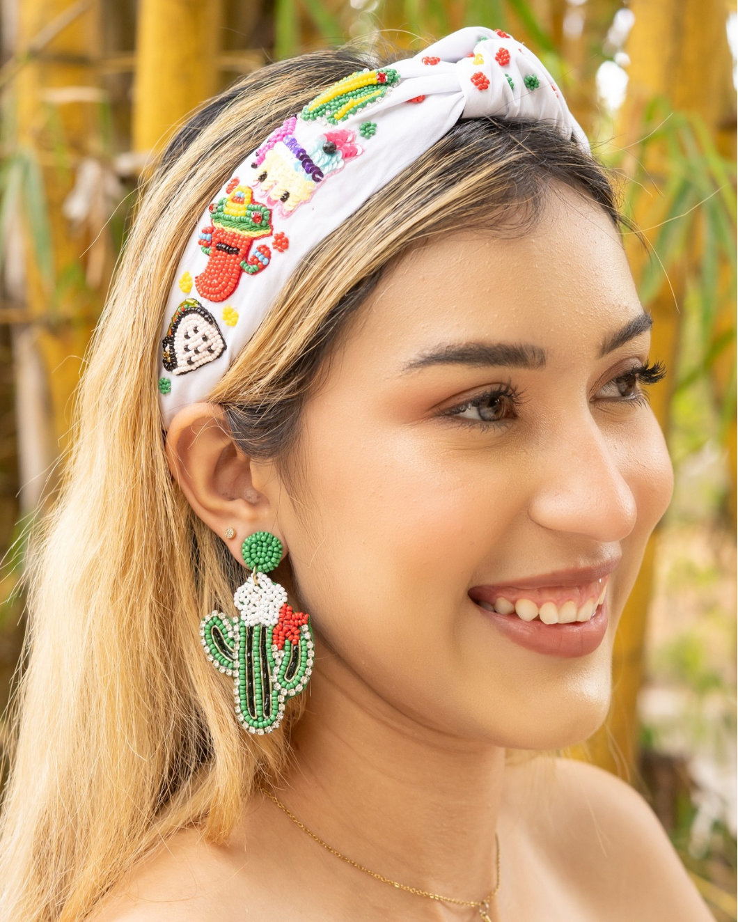 succulent earrings Twine and Love | Beaded Green Cactus Earrings