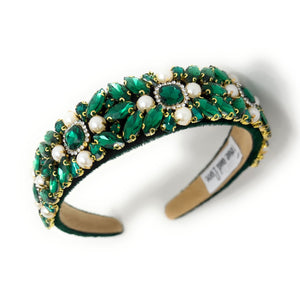 headband for women, green headband, green baroque headband, emerald color headband, green bejeweled headband, bridal headband, bridal accessories, green luxurious hairband, luxurious hair band, unique embellished headband, unique headband, statement headband, custom bridal headband, green color hair accessories, embellished headband, gemstone headband, luxury headband, green jeweled headband, bling headband, baroque embellished headband, custom headband, jeweled baroque headband, evening hair accessory
