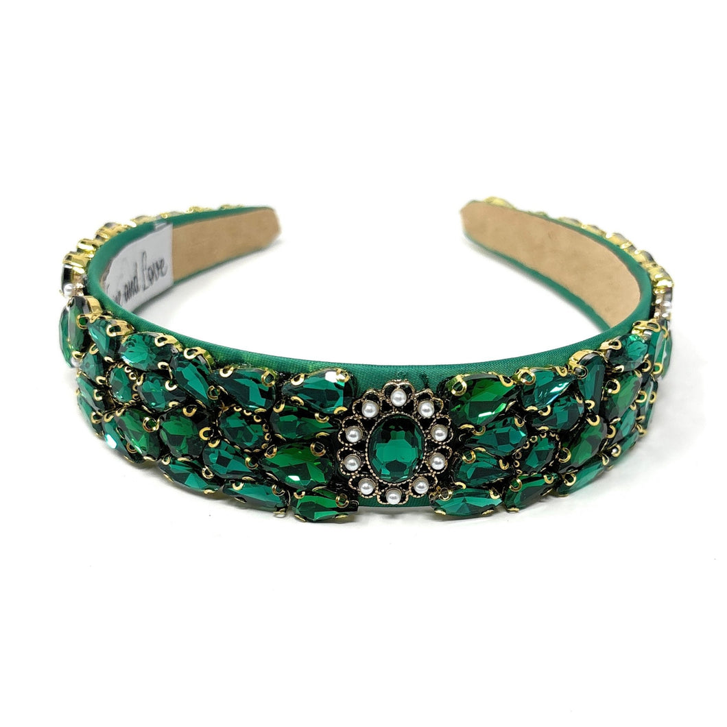 headband for women, fall headband, emerald color headband, fall winter headband, green headband, bridal headband, bridal accessories, green color hairband, green hair band, unique green headband, unique headband, statement headbands, green bridal headband, baroque headband, green hair accessories, unique baroque headband, gemstone headband, luxury headband, embellished headband, dainty headband, baroque embellished headband, custom headband, green jeweled headband