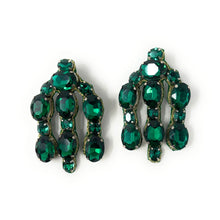 Load image into Gallery viewer, custom beaded Earrings, Unique jeweled Earrings, green Beaded Earrings, boho earrings, green jeweled earrings, handmade earrings, custom earrings, party accessories, fancy accessories, green embellished earrings, custom earrings, best friend gifts, birthday gifts, bohemian earrings, luxurious handmade accessories, night jewelry, Fancy earrings, boho earrings, beaded earrings, Fancy jeweled earrings, statement earrings, best selling items, green embellished earrings, handmade gifts, green jewelry accessories
