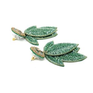 custom beaded Earrings, jeweled Earrings, Green leaves Beaded Earrings, leaves earrings, summer jeweled earrings, handmade earrings, custom earrings, resort accessories, fancy accessories, leaves embellished earrings, custom earrings, best friend gifts, birthday gifts, bohemian earrings, luxurious handmade accessories, party earrings, Fancy earrings, boho earrings, beaded earrings, multicolor embellished earrings, Fancy jeweled earrings, statement earrings, best selling items, statement earrings, handmade g