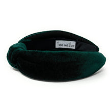 Load image into Gallery viewer, St Patricks Headband, Green velvet Headband, green Knot Headband, St Patricks Hair Accessories, green velour Headband, Best Seller, headbands for women, best selling items, knotted headband, hairbands for women, Fall Winter gifts, Solid color knot Headband, Solid color hair accessories, green headband, Velour knotted headband, Statement headband, Birthday gifts, embellished knot headband, St Patricks Day accessories, Christmas headband, Christmas velour headband, Velvet knot headband, velvet knotted headban