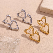 Load image into Gallery viewer, Double Heart 18K Stud Earrings