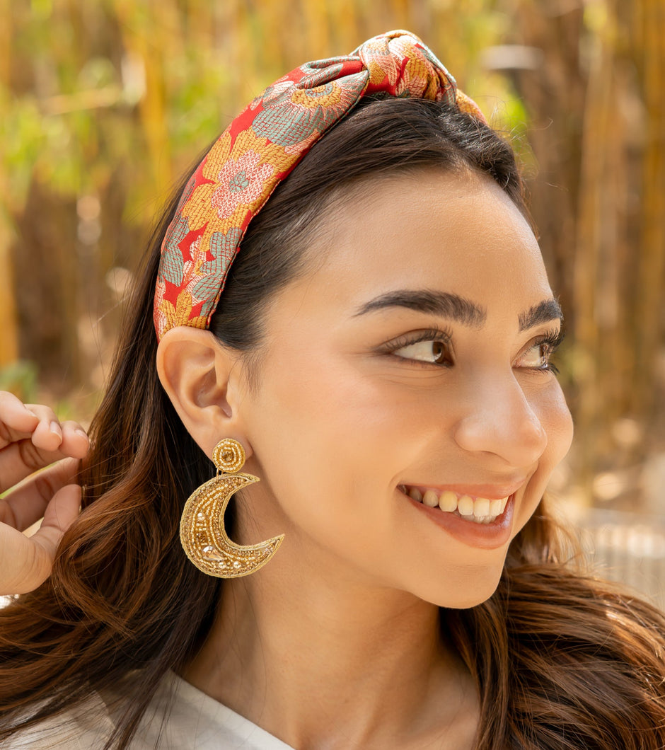 custom beaded Earrings, half moon jeweled Earrings, gold Beaded Earrings, moon earrings, summer jeweled earrings, handmade earrings, custom earrings, party accessories, fancy accessories, moon embellished earrings, custom earrings, best friend gifts, birthday gifts, bohemian earrings, luxurious handmade accessories, night jewelry, Fancy earrings, boho earrings, beaded earrings, Fancy jeweled earrings, statement earrings, best selling items, statement earrings, handmade gifts, custom gifts, gold moon