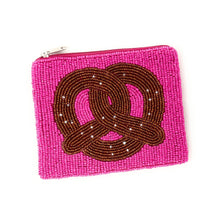 Load image into Gallery viewer, Pink color pouch with a pretzel motif