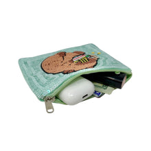 Load image into Gallery viewer, Unique handmade accessory featuring a whimsical coin capybara beaded pouch