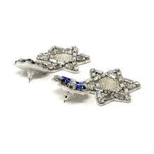 Load image into Gallery viewer,  Hanukkah Beaded Earrings, Hanukkah Earrings, Holiday Earrings, Blue Beaded Earrings, Seed Bead, Hanukkah, Holiday ornament earrings, Star of David beaded earrings, Star of David Hanukkah, Blue star earrings, holiday earrings, Ornament earrings, blue Star of David earrings, holiday gifts, holiday accessories, holiday beaded accessories, Holiday accessories, Holiday Blue earrings, Hanukkah gifts, best Selling items, Hanukkah star earrings, Custom earrings, best selling Hanukkah jewelry accessories
