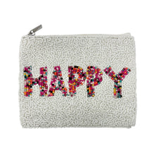 Load image into Gallery viewer, Pouch with &#39;HAPPY&#39; in colorful letters on a white background