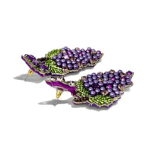 Load image into Gallery viewer, Handcrafted beaded floral earrings inspired by vineyard blooms with colorful intricate beadwork.
