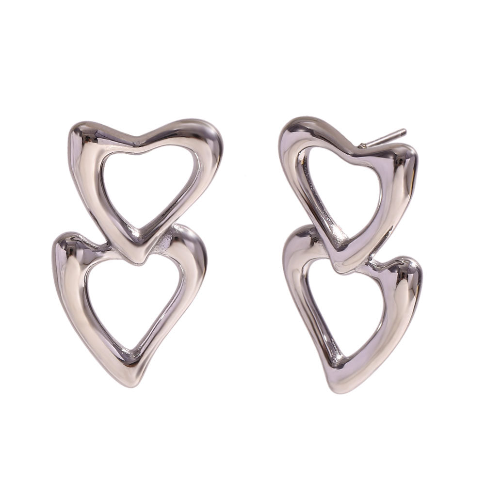 Heart Shape Diamond Stud Earrings In White Gold, GIA Certified Heart Shape Diamond Stud Earrings In White Gold, GIA Certified