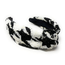 Load image into Gallery viewer, houndstooth Headband, tweed Knotted Headband, houndstooth Knotted Headband, houndstooth tweed Hair Accessories, black white Headband, Best Seller, headbands for women, best selling items, knotted headband, hairbands for women, black white plaid gifts, Plaid knot Headband, winter hair accessories, winter plaid headband, tweed uniform headband, Statement headband, winter headband, winter style knot headband, custom Knotted headband, plaid headband, Winter Plaid knot headband, plaid knot headband, plaid access