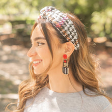 Load image into Gallery viewer, houndstooth Headband, plaid Knotted Headband, houndstooth Knotted Headband, houndstooth Plaid Hair Accessories, Plaid Headband, Best Seller, headbands for women, best selling items, knotted headband, hairbands for women, black white plaid gifts, Plaid knot Headband, winter hair accessories, winter plaid headband, Plaid uniform headband, Statement headband, school uniform, school uniform knot headband, custom Knotted headband, plaid headband, Winter Plaid knot headband, plaid knot headband, plaid accessories