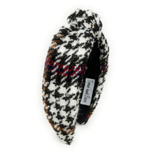 Load image into Gallery viewer, houndstooth Headband, plaid Knotted Headband, houndstooth Knotted Headband, houndstooth Plaid Hair Accessories, Plaid Headband, Best Seller, headbands for women, best selling items, knotted headband, hairbands for women, black white plaid gifts, Plaid knot Headband, winter hair accessories, winter plaid headband, Plaid uniform headband, Statement headband, school uniform, school uniform knot headband, custom Knotted headband, plaid headband, Winter Plaid knot headband, plaid knot headband, plaid accessories