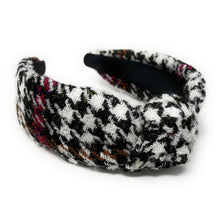 Load image into Gallery viewer, houndstooth Headband, plaid Knotted Headband, houndstooth Knotted Headband, houndstooth Plaid Hair Accessories, Plaid Headband, Best Seller, headbands for women, best selling items, knotted headband, hairbands for women, black white plaid gifts, Plaid knot Headband, winter hair accessories, winter plaid headband, Plaid uniform headband, Statement headband, school uniform, school uniform knot headband, custom Knotted headband, plaid headband, Winter Plaid knot headband, plaid knot headband, plaid accessories