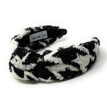 Load image into Gallery viewer, houndstooth Headband, tweed Knotted Headband, houndstooth Knotted Headband, houndstooth tweed Hair Accessories, black white Headband, Best Seller, headbands for women, best selling items, knotted headband, hairbands for women, black white plaid gifts, Plaid knot Headband, winter hair accessories, winter plaid headband, tweed uniform headband, Statement headband, winter headband, winter style knot headband, custom Knotted headband, plaid headband, Winter Plaid knot headband, plaid knot headband, plaid access