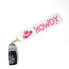 Load image into Gallery viewer, Keychain with 'HOWDY' text and flip-flop design on a white background