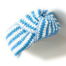 Load image into Gallery viewer, headband for woman, fashion headbands, blue raffia knot headband, woven headbands for women, stylish headbands, raffia headband style, top knot headband, woven top knot headband, blue white headband, raffia hair band, blue white raffia headband, raffia woven headband, women top knot headband, best selling items, sky blue knot headband, woven top knot headband, handmade headbands, top knotted headband, knotted headband, boho headband, summer headband, blue color headband, resort headband