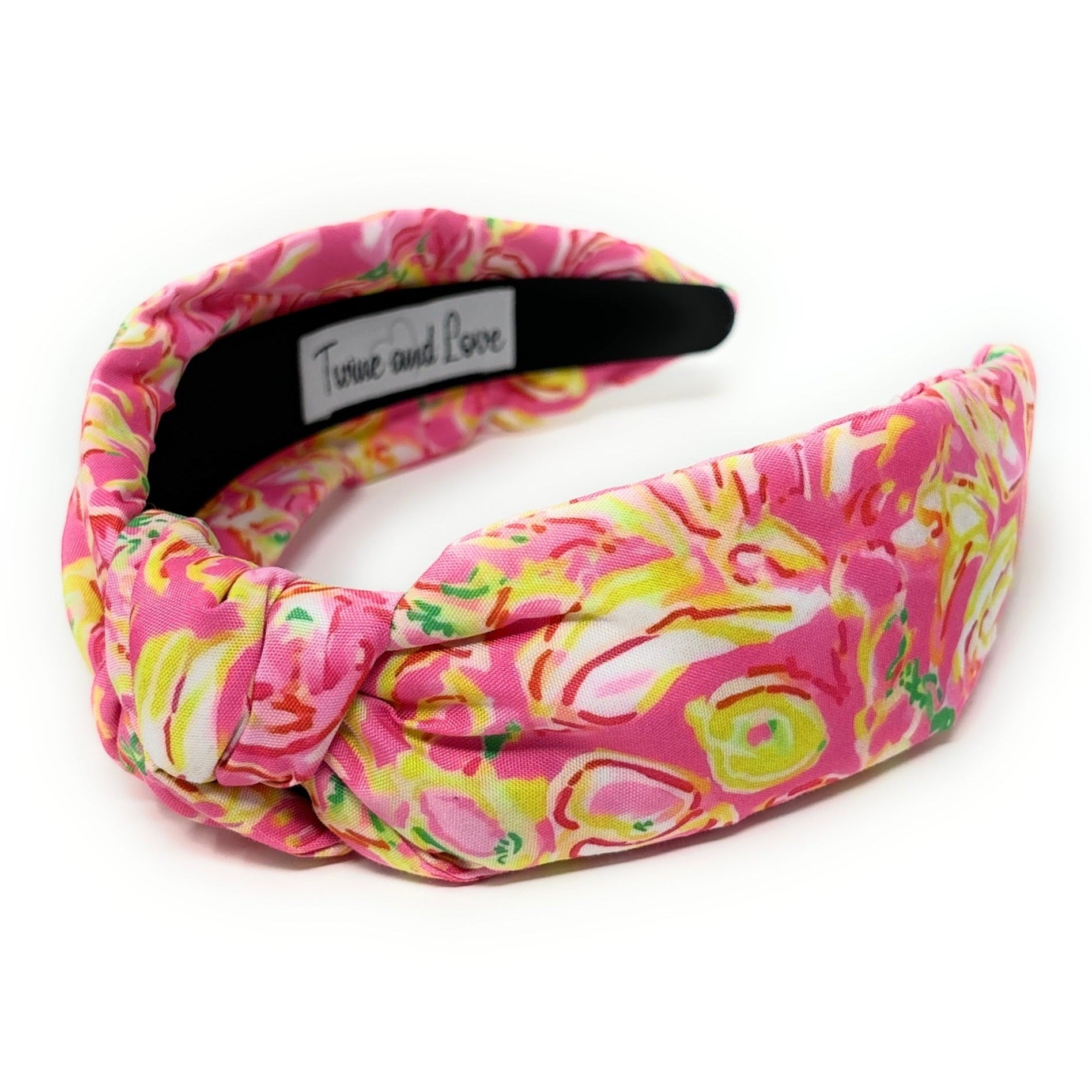 Pink Yellow Top Knot Headband | Twine and Love Headbands 
