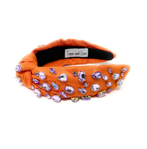 Orange Lavender Knot Jeweled Headband