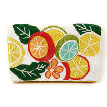 Load image into Gallery viewer, Lemon Beaded Clutch Purse, Summer Crossbody Purse, Beaded Clutch Purse, Tropical Beaded Bag, Crossbody Bag, Summer Clutch Purse, Best Seller, birthday gift for her, summer clutch, seed bead purse, beaded bag, tropical handbag, beaded bag, seed bead clutch, summer bag, beaded purse, seed bead purse, engagement gift, bridal gift to bride, bridal gift, gifts to bride, wedding gift, bride gifts, beaded clutch purse, summer clutch, seed bead purse, beaded bag, summer bag, boho purse,  Yellow color purse