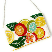 Load image into Gallery viewer, Lemon Beaded Clutch Purse, Summer Crossbody Purse, Beaded Clutch Purse, Tropical Beaded Bag, Crossbody Bag, Summer Clutch Purse, Best Seller, birthday gift for her, summer clutch, seed bead purse, beaded bag, tropical handbag, beaded bag, seed bead clutch, summer bag, beaded purse, seed bead purse, engagement gift, bridal gift to bride, bridal gift, gifts to bride, wedding gift, bride gifts, beaded clutch purse, summer clutch, seed bead purse, beaded bag, summer bag, boho purse,  Yellow color purse