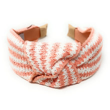 Load image into Gallery viewer, headband for woman, fashion headbands, blush raffia knot headband, woven headbands for women, stylish headbands, raffia headband style, top knot headband, woven top knot headband, blush white headband, raffia hair band, peach white raffia headband, raffia woven headband, women top knot headband, best selling items, blush knot headband, woven top knot headband, handmade headbands, top knotted headband, knotted headband, boho headband, summer headband, blush color headband, resort headband