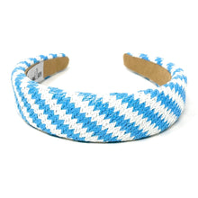 Load image into Gallery viewer, headbands for women, baroque headband, handmade headbands, light blue headband, blue headband, hair band for women, raffia headband, padded headband, light blue raffia headband, luxury headband, jeweled headband, blue knot headband, raffia baroque headband, resort headband, vacation headband, summer headband, raffia accessories, resort accessories, vacation must have, summer hair accessories, blue white headband, Summer headband, handmade headband, custom headbands, handmade gifts