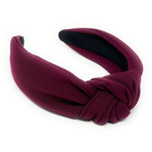 Load image into Gallery viewer, Fall Headband, Autumn Knotted Headband, burgundy Knot Headband, maroon Hair Accessories, maroon knot Headband, Best Seller, headbands for women, best selling items, crimson knotted headband, hairbands for women, hail state, Maroon knot Headband, Solid color hair accessories, Maroon headband, solid wine knotted headband, Statement headband, burgundy headband, Thanksgiving knot headband, solid hairband, solid color headband, Winter headband