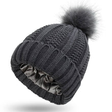 Load image into Gallery viewer, Satin Lined Winter Hat, Knit Beanie Hat, Knit Hats for Women, Knitted Beanie, Slouchy Beanie, Winter Knit Beanie, Satin Lined Knit Beanie, Satin lined beanie, satin knit beanie, satin lined hat, winter ski hat, winter ski beanie, winter hat for women, beanies for winter, slouchy beanies, knitted beanies, knit beanie hat, knitted hats, knitted gifts, winter hats, best selling items, best seller, best seller winter accessories, winter hair accessories