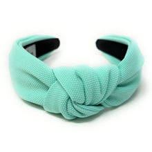 Load image into Gallery viewer, summer Headband, spring Knotted Headband, seafoam color Knot Headband, green Hair Accessories, seafoam knot Headband, Best Seller, headbands for women, best selling items, light green knotted headband, hairbands for women, turquoise color Headband, Solid color hair accessories, Spring headband, solid color knotted headband, Statement headband, Spring Summer headband, Easter knot headband, solid hairband, solid color headband, Easter headband, Handmade gifts, best selling items, Summer headband