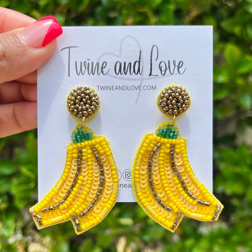 tropical Beaded Earrings, beaded tropical Earrings, fruit Earrings, tropical Beaded Earrings, tropical fruit earrings, summer beaded earrings, banana bead earrings, yellow earrings, Beaded earrings,  Fruit earrings, banana bead earrings, Summer accessories, summer beaded accessories, neon summer earrings, gifts for mom, best friend gifts, birthday gifts, Summer orange bead earrings, best seller accessories, best selling earrings, birthday earrings, yellow color earrings, beach beaded earrings