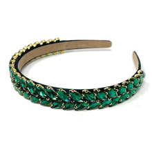 Load image into Gallery viewer, headband for women, fall headband, green headband, fall winter headband, jade headband, green headband, jade color headband, green headband, dark green hair band, unique green headbands, unique headband, statement headbands, green leaf headband, knotted headband, green accessories, embellished headband, gemstone headband, luxury headband, embellished headband, dainty headband, baroque embellished headband, custom headband