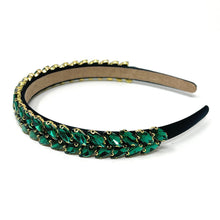 Load image into Gallery viewer, headband for women, fall headband, green headband, fall winter headband, jade headband, green headband, jade color headband, green headband, dark green hair band, unique green headbands, unique headband, statement headbands, green leaf headband, knotted headband, green accessories, embellished headband, gemstone headband, luxury headband, embellished headband, dainty headband, baroque embellished headband, custom headband