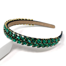 Load image into Gallery viewer, headband for women, fall headband, green headband, fall winter headband, jade headband, green headband, jade color headband, green headband, dark green hair band, unique green headbands, unique headband, statement headbands, green leaf headband, knotted headband, green accessories, embellished headband, gemstone headband, luxury headband, embellished headband, dainty headband, baroque embellished headband, custom headband