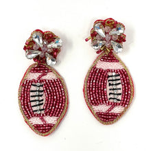 Load image into Gallery viewer, football Beaded Earrings, Hail State football Earrings, football Earrings, Hail State football, football earrings, Fairmont State football earrings, Maroon football earrings, HBCU earrings, Minnesota earrings, Alabama football accessories, BAMA accessories, Alabama earrings, Best selling items, birthday gifts, sport jewelry, sport bead earrings, football accessory, College gifts, Mississippi State earrings, game day earrings, Alabama, Mississippi, MIssouri earrings, Texas A&amp;M, College earrings