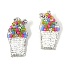Load image into Gallery viewer, summer Beaded Earrings, Snow Cone beaded Earrings, luxury Earrings, Beaded Earrings, summer earrings, Snow cone bead earrings, luxurious beaded earrings, custom earrings, Statement earrings, handmade earrings, jeweled earrings, ice cream accessories, mothers day gift ideas, Ice cream earrings, gifts for mom, best friend gifts, birthday gifts, Summer jewelry, unique earrings, boho earrings, unique jewelry, handcrafted earrings, unique accessories, handmade jewelry