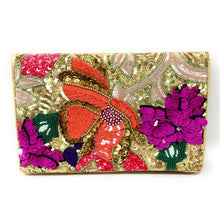 Load image into Gallery viewer, Floral beaded clutch purse, gold bead purse, beaded bag, tropical handbag, beaded bag, floral seed bead clutch, birthday gift for her, clutch bag, seed bead purse, engagement gift, party clutches, floral purse, gifts to bride, wedding gift, evening bags, Summer beaded clutch purse, birthday gift for her, summer clutch, gold clutch purse, beaded bag, summer bag, boho purse, blue beaded clutch purse, unique bags, best selling items, handmade gifts, handmade bag purse, floral sequin clutch purse, custom purse