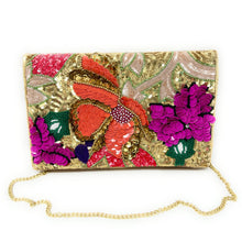 Load image into Gallery viewer, Floral beaded clutch purse, gold bead purse, beaded bag, tropical handbag, beaded bag, floral seed bead clutch, birthday gift for her, clutch bag, seed bead purse, engagement gift, party clutches, floral purse, gifts to bride, wedding gift, evening bags, Summer beaded clutch purse, birthday gift for her, summer clutch, gold clutch purse, beaded bag, summer bag, boho purse, blue beaded clutch purse, unique bags, best selling items, handmade gifts, handmade bag purse, floral sequin clutch purse, custom purse