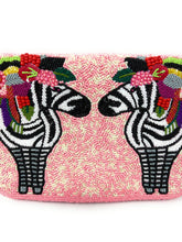 Load image into Gallery viewer, Floral beaded clutch purse, zebra bead purse, beaded bag, tropical handbag, beaded bag, floral seed bead clutch, birthday gift for her, clutch bag, seed bead purse, engagement gift, party clutches, floral purse, gifts to bride, wedding gift, evening bags, Summer beaded clutch purse, birthday gift for her, summer clutch, zebra clutch purse, beaded bag, summer bag, boho purse, zebra accessories, unique bags, best selling items, handmade gifts, handmade bag purse, floral sequin clutch purse, pink bag