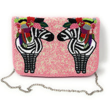 Load image into Gallery viewer, Floral beaded clutch purse, zebra bead purse, beaded bag, tropical handbag, beaded bag, floral seed bead clutch, birthday gift for her, clutch bag, seed bead purse, engagement gift, party clutches, floral purse, gifts to bride, wedding gift, evening bags, Summer beaded clutch purse, birthday gift for her, summer clutch, zebra clutch purse, beaded bag, summer bag, boho purse, zebra accessories, unique bags, best selling items, handmade gifts, handmade bag purse, floral sequin clutch purse, pink bag