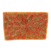 Load image into Gallery viewer, bohemian beaded clutch purse, boho bead purse, beaded bag, golden handbag, beaded bag, golden orange seed bead clutch, birthday gift for her, clutch bag, seed bead purse, engagement gift, party clutches, golden orange purse, gifts to bride, wedding gift, evening bags, Summer beaded clutch purse, summer clutch, orange clutch purse, beaded bag, summer bag, boho purse, golden orange accessories, unique bags, best selling items, handmade gifts, handmade bag purse, boho clutch purse, orange gold bag