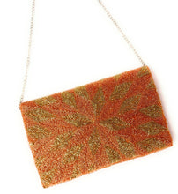 Load image into Gallery viewer, Golden Orange Beaded Clutch Purse